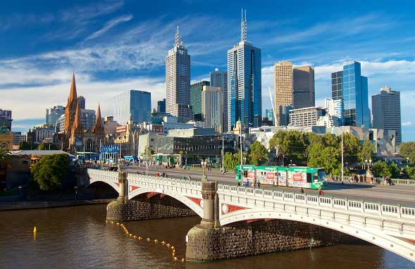 View of the historic Princes Bridge in Melbourne, Australia
